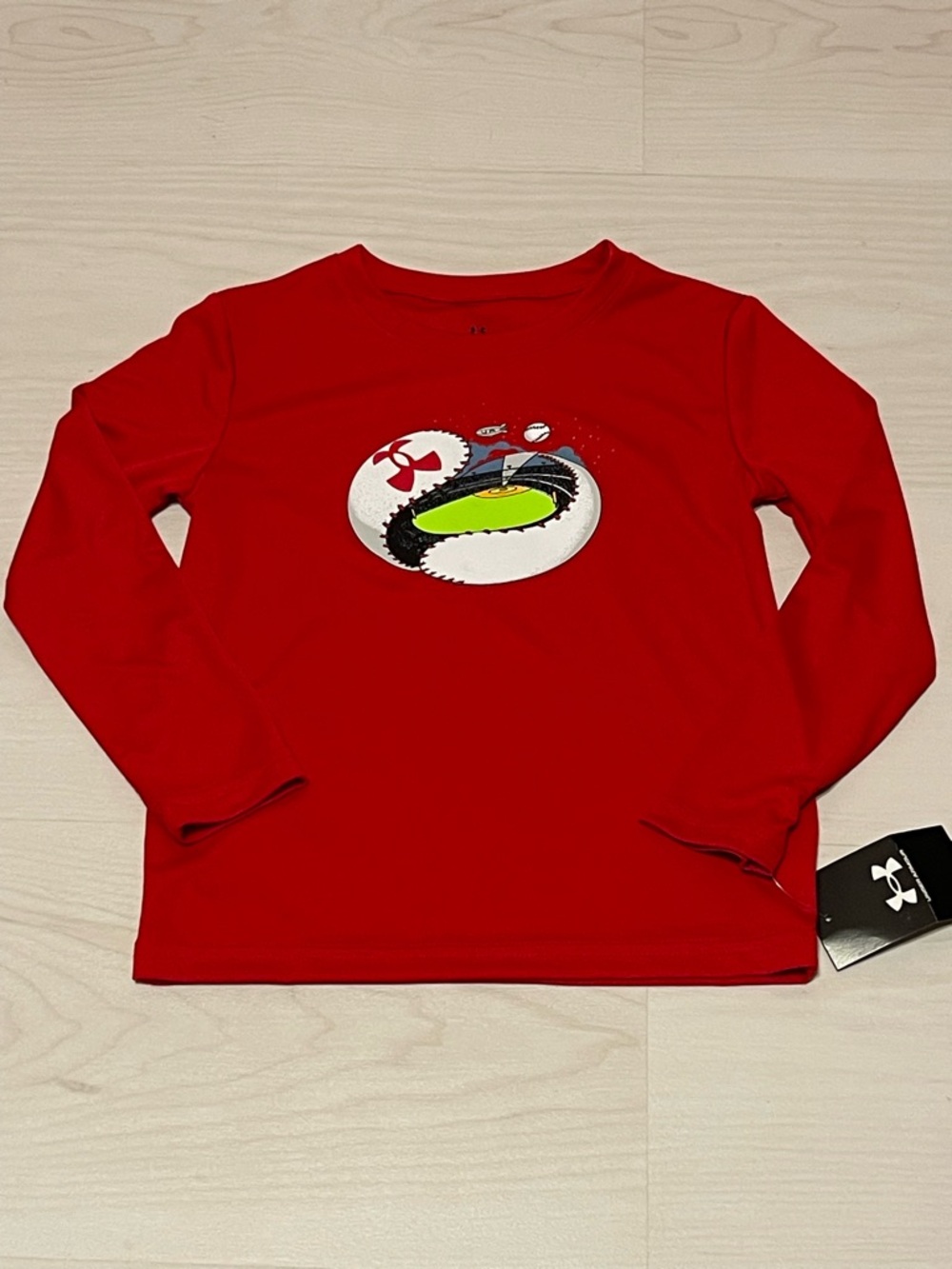 Under Armour Red Long Sleeve Baseball Graphic Tee